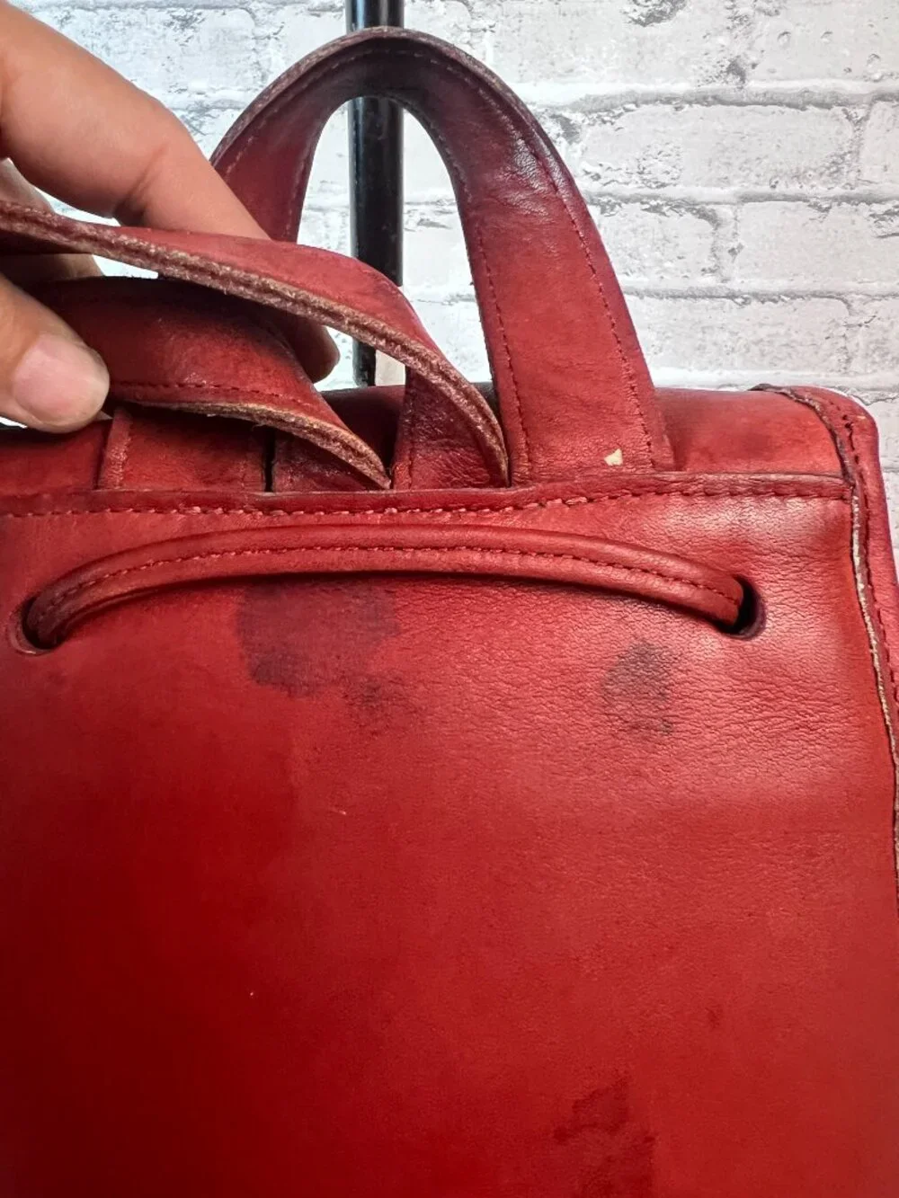 Vintage OLD COACH Backpack Bag Leather Turn Lock Red 9960